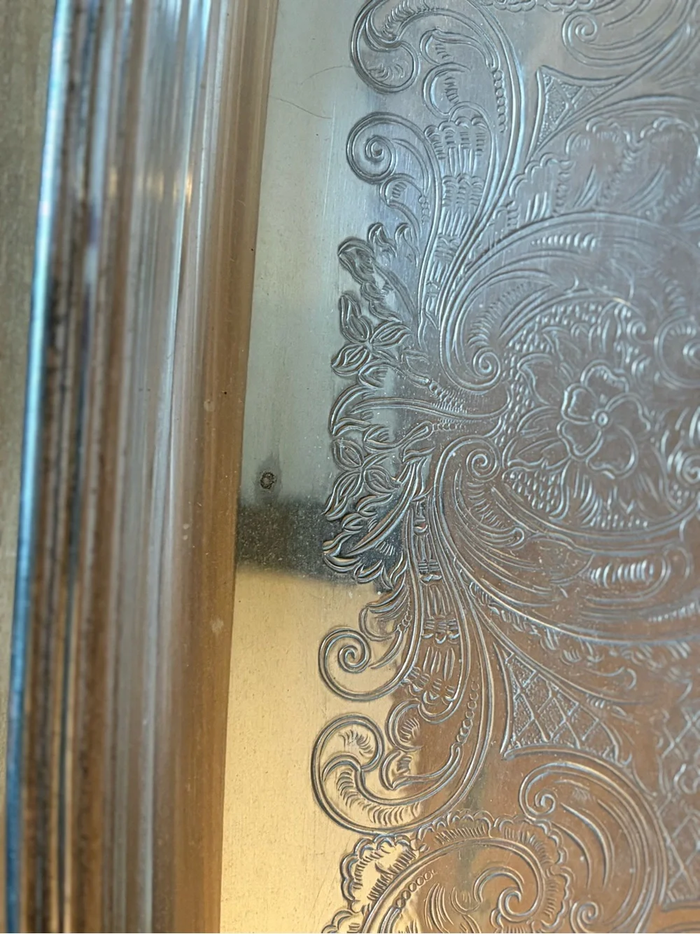 Silver Ornate Serving Tray with Handles - Decorative Home Accent
